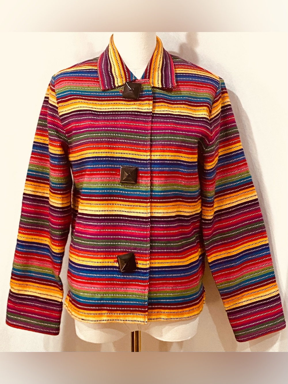 Painted Pony Uniquely USA Multicolor Striped Women's Blazer Jacket Vintage Sz. S